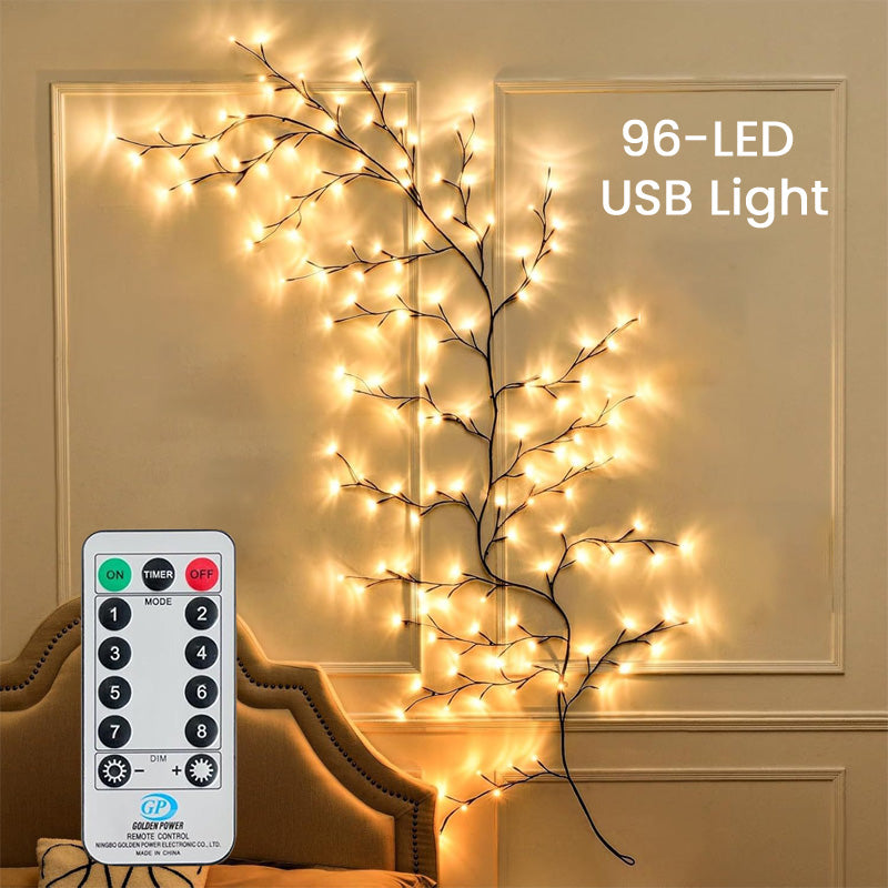 Decoratief nachtlampje in de vorm van een tak met warmwitte LED's