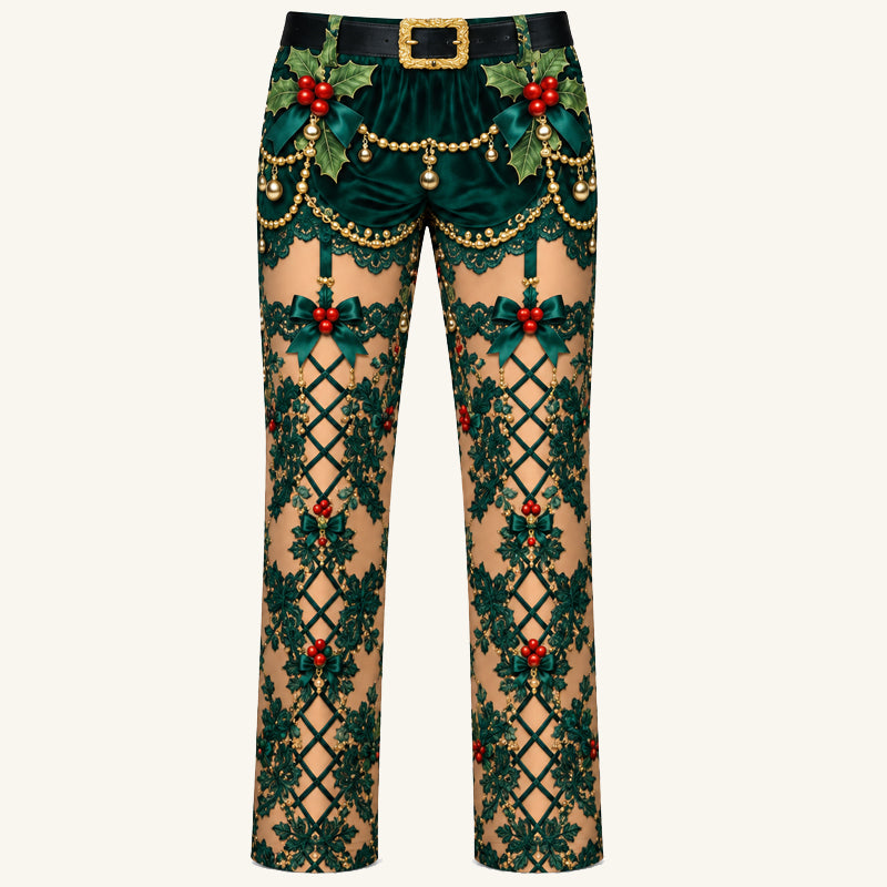 👖Grappige kerstbroek met optische illusie