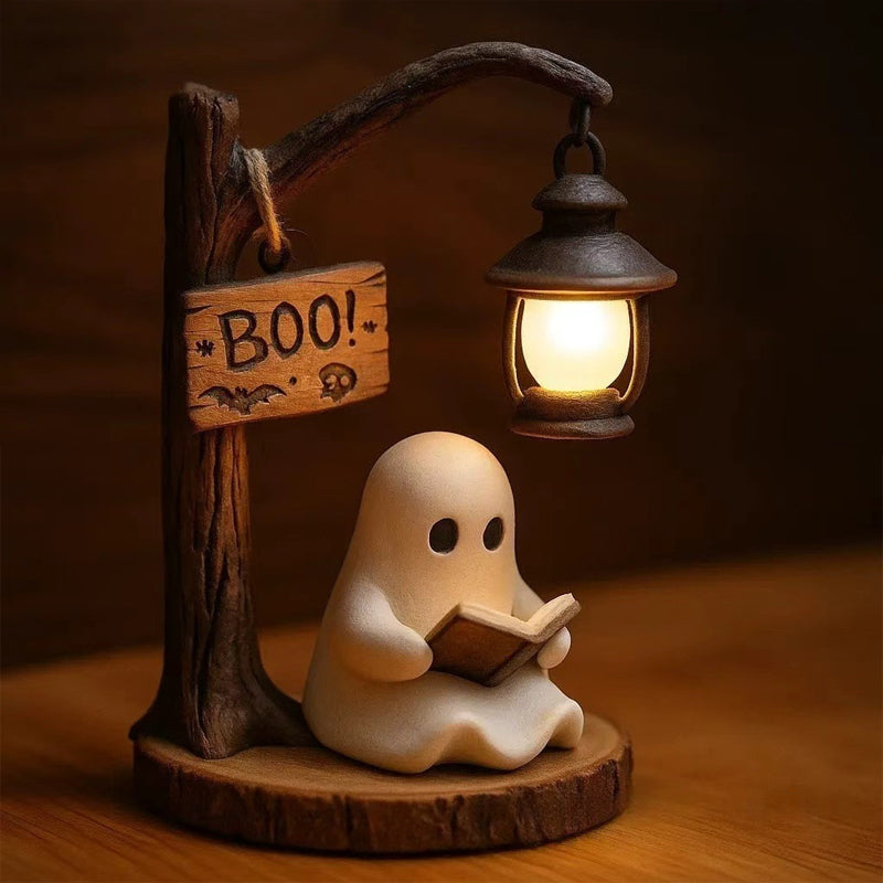 Spook leeslamp | Spookachtig en gezellig tafeldecoratiefiguurtje met lantaarn nachtlampje