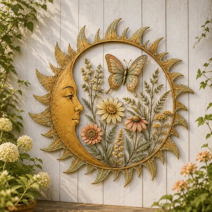 ☀️ Vintage zon tuinmuurdecoratie — Breng warmte en klassieke charme in je tuin! ✨🌿