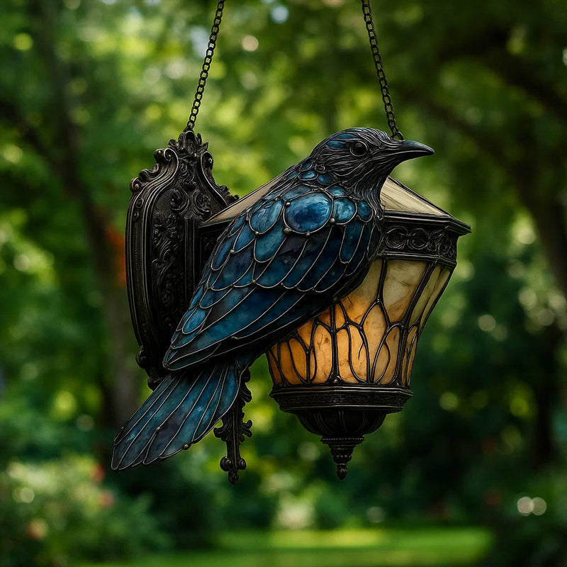 Ravenlantaarn in gebrandschilderd glas