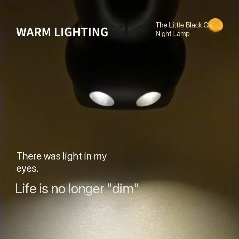 🌙 Zwarte kat nachtlampje sleutelhange