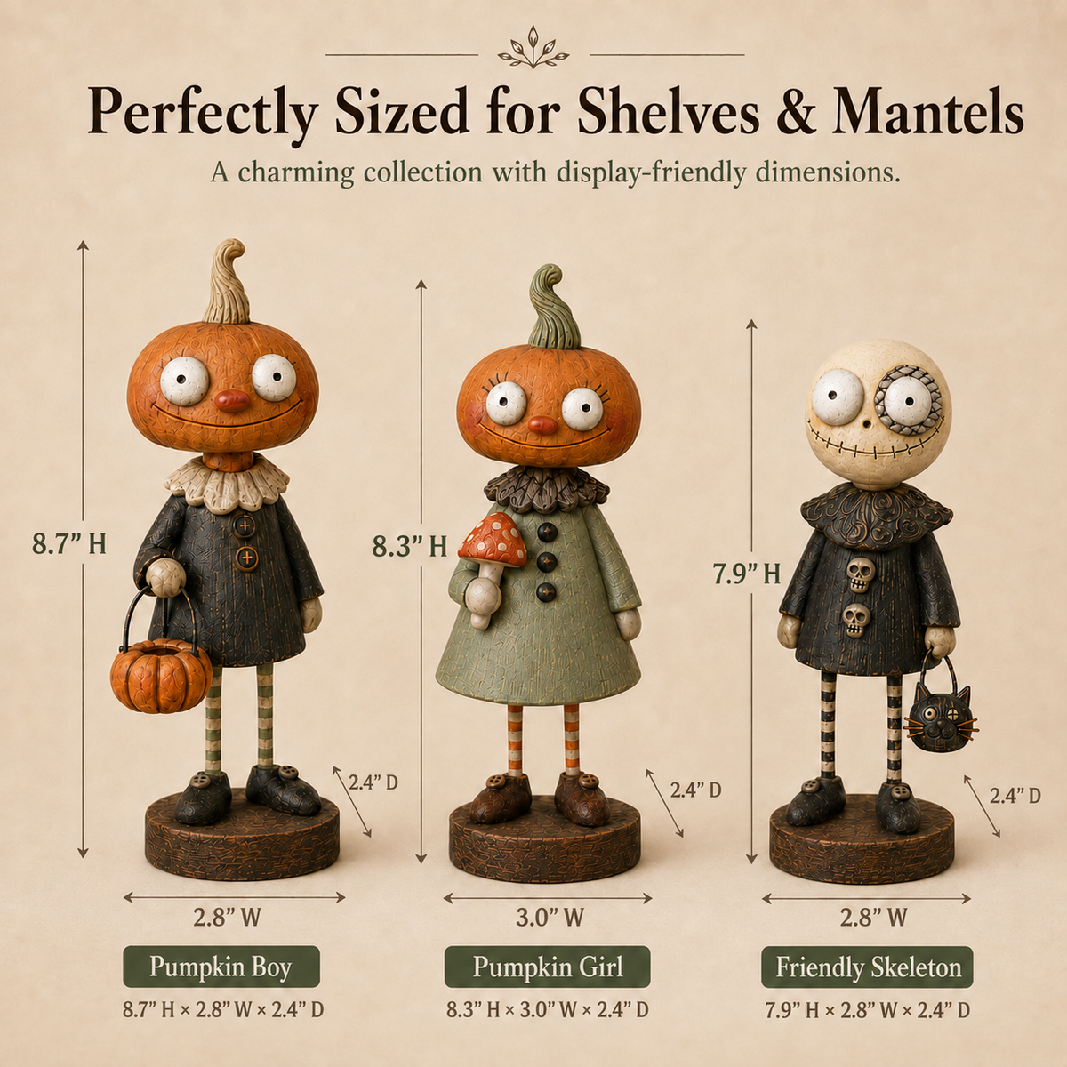 🎃Primitieve pompoenvriendjes – Vintage Halloween-beeldjescollectie