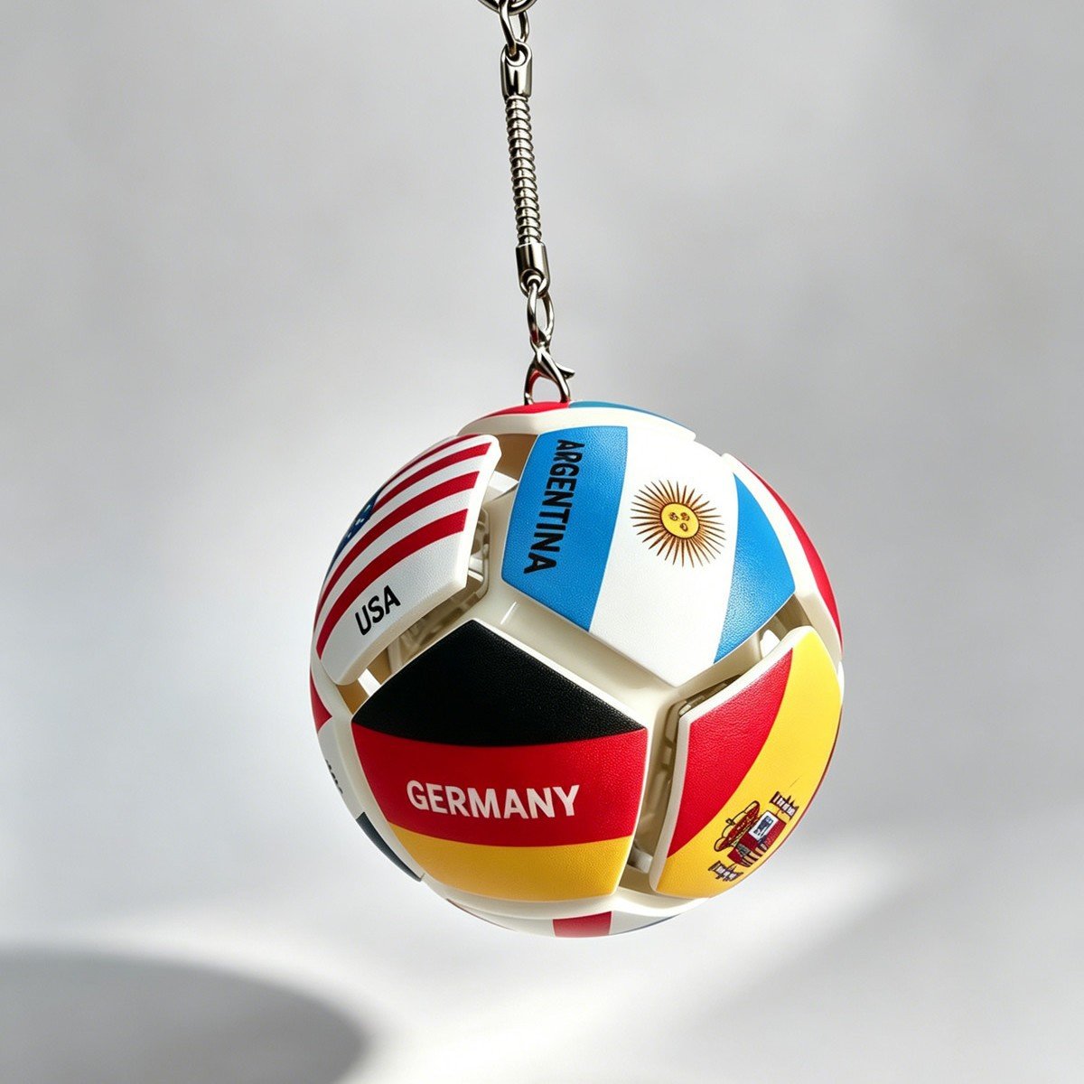 🏆⚽ Officieel gelicentieerde sleutelhanger met wereldvlag en voetbalmotief | Stressverlichtend speeltje voor in je zak