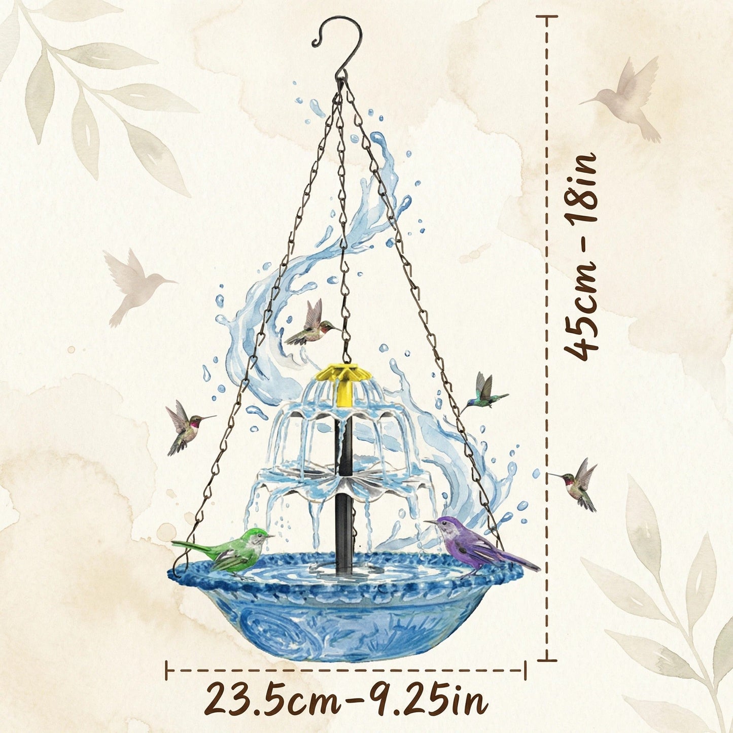 Hangend vogelbad met waterva