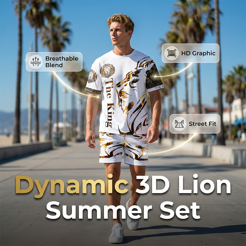 👕🏖️ Tweedelige set voor heren: een losvallend shirt en een korte broek ☁️