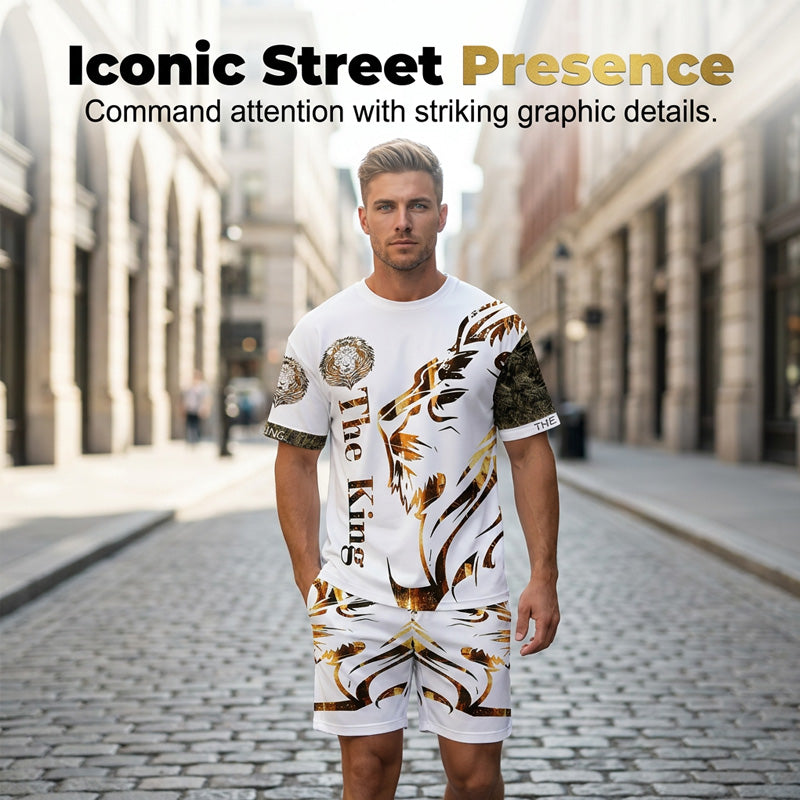 👕🏖️ Tweedelige set voor heren: een losvallend shirt en een korte broek ☁️