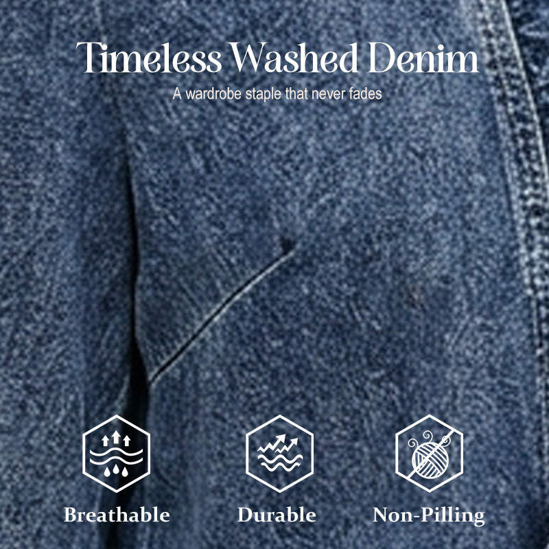 🧥✨ Damesjeansjasje – open aan de voorkant, met ruches, lichtgewicht, klassieke wassing ✨