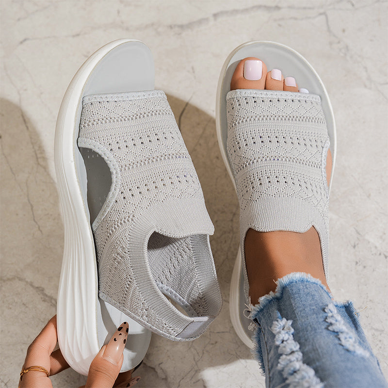 👠☁️ Damesplatformsandalen van ademend gebreid materiaal (EU 36-43) ✨