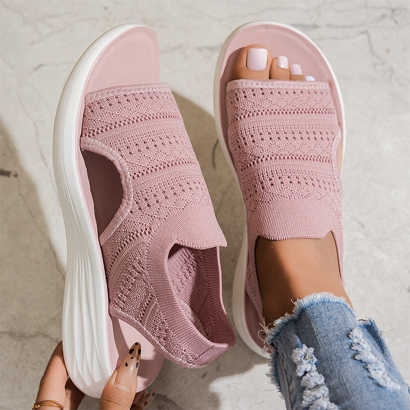 👠☁️ Damesplatformsandalen van ademend gebreid materiaal (EU 36-43) ✨