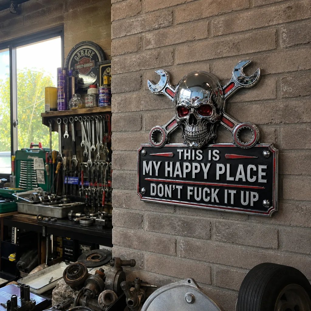 🔥💀Garagemuurbord "Dit is mijn gelukkige plek"
