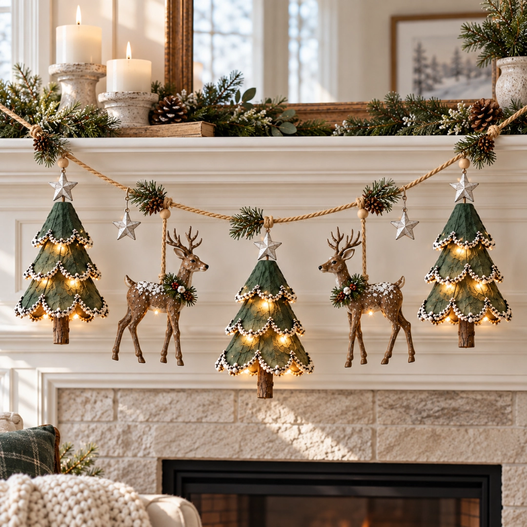 🦌Verlichte kerstslinger met bosthema