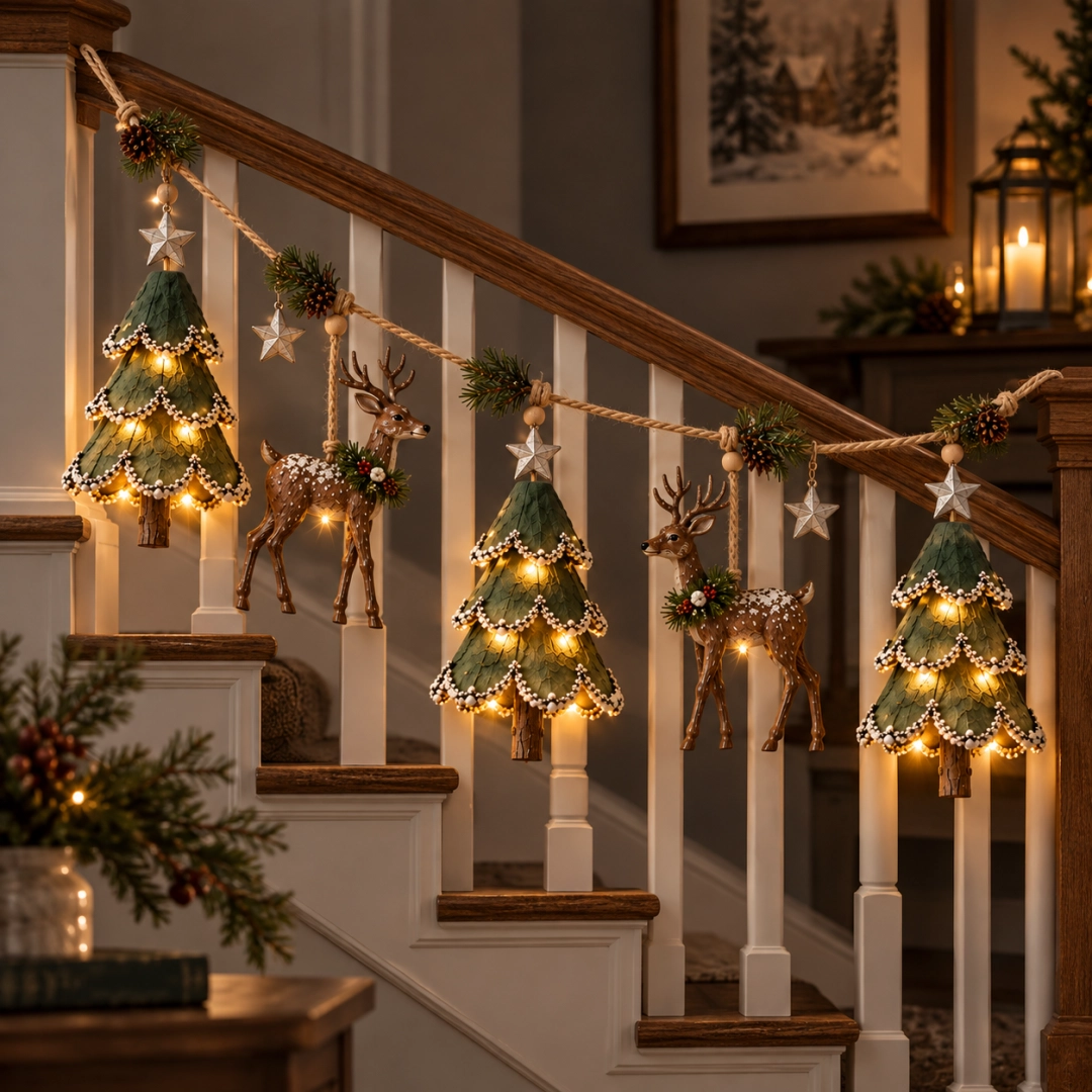 🦌Verlichte kerstslinger met bosthema