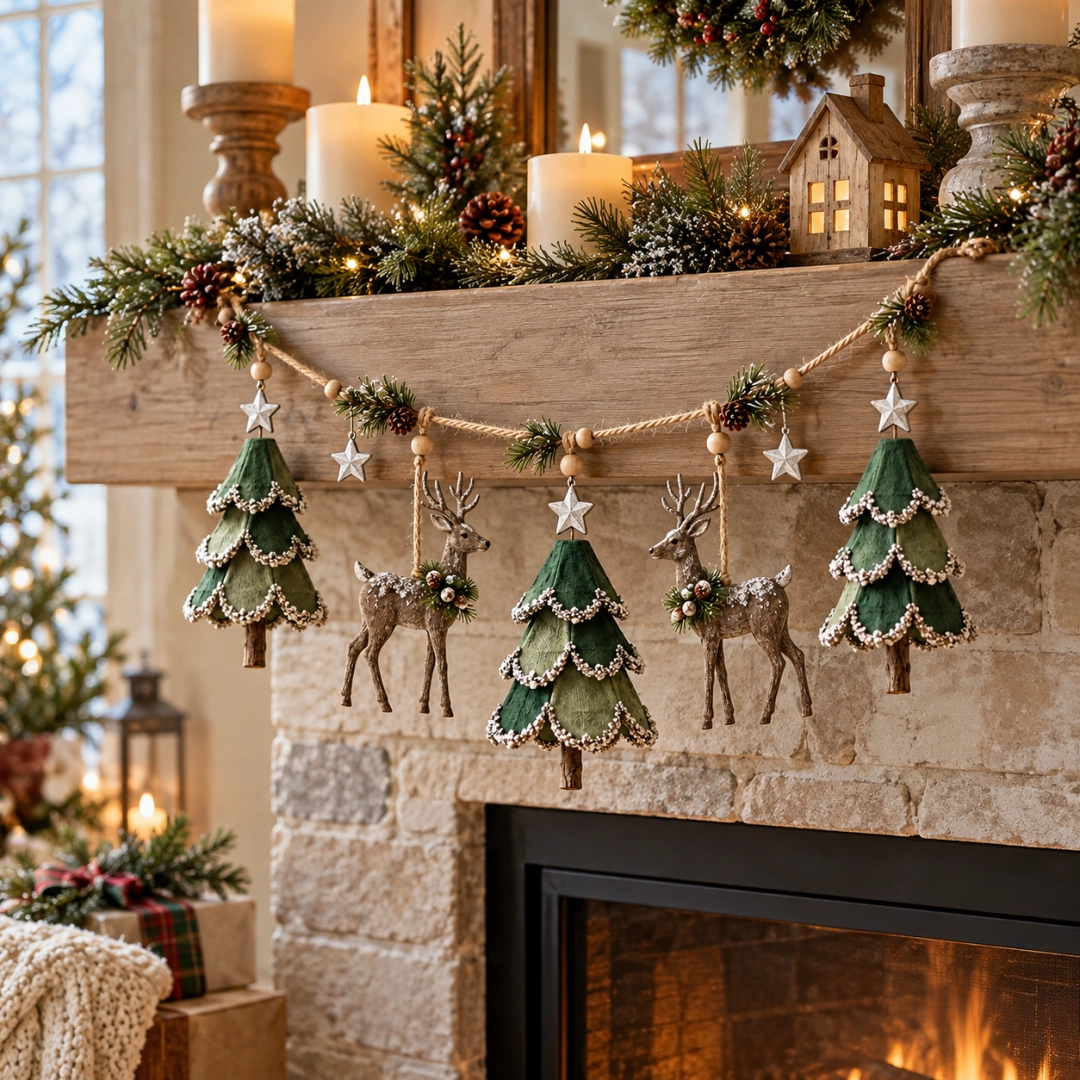 🦌Verlichte kerstslinger met bosthema