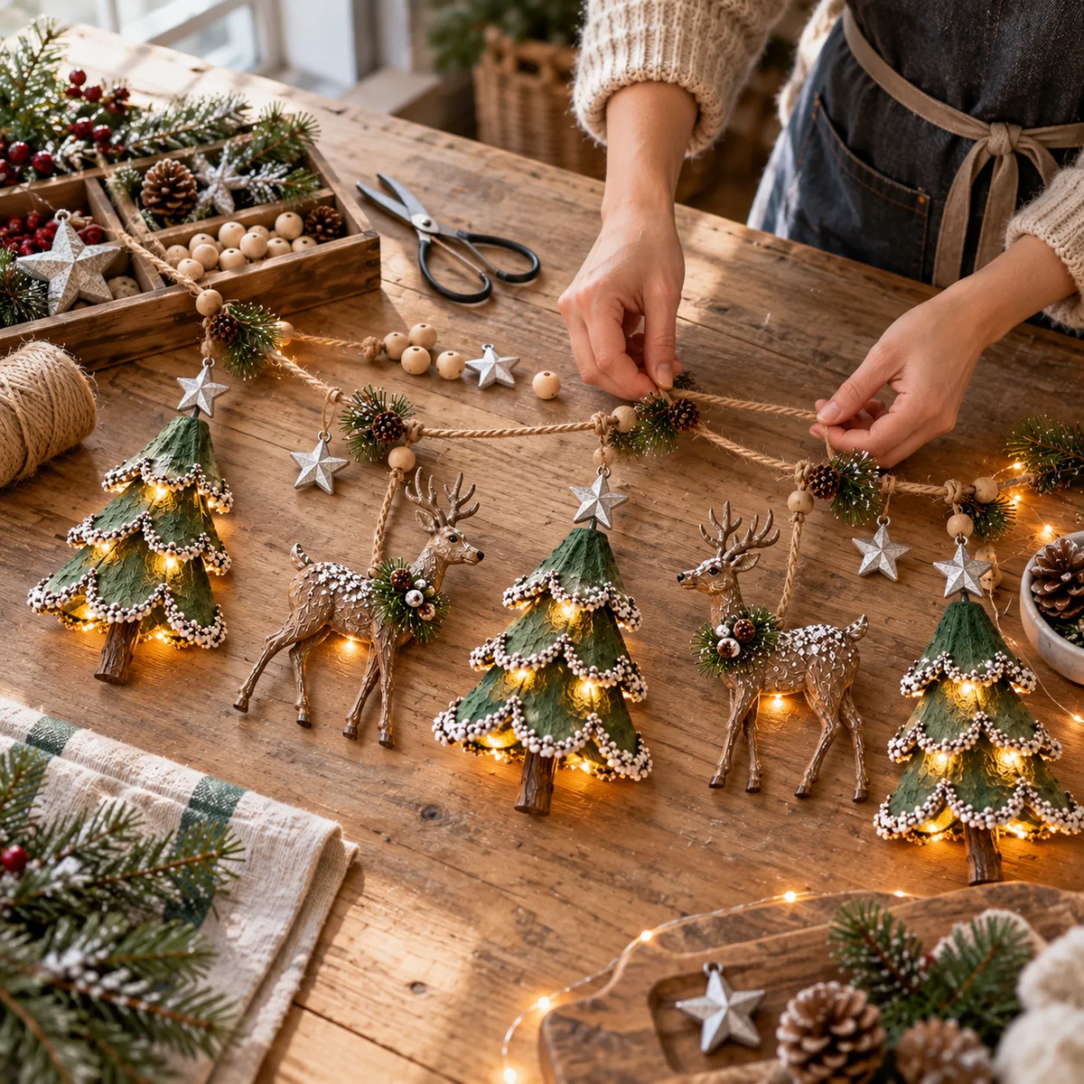 🦌Verlichte kerstslinger met bosthema