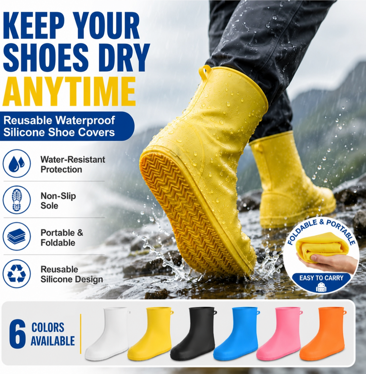 👟💧 Duurzame regenoverschoenen — waterdicht, antislip en opvouwbaar voor buitenavonturen