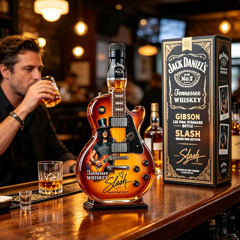 🤘Honger naar rockmuziek: Vintage gitaarfiguurtje in sunburst-afwerking als drankfles🎸✨
