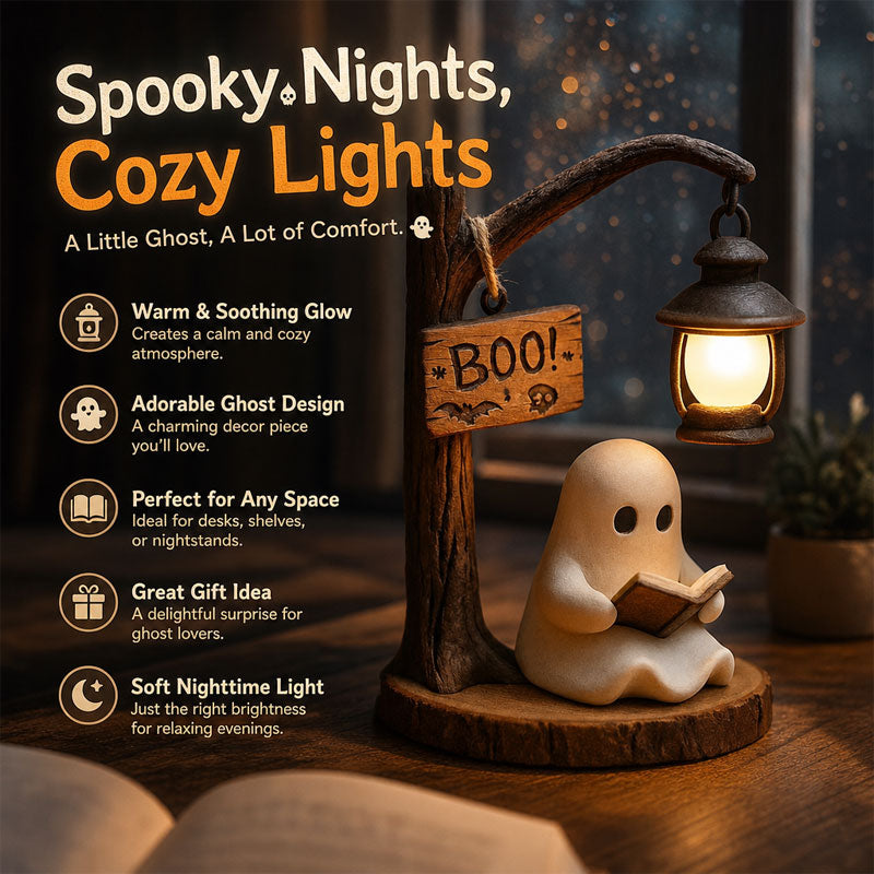 Spook leeslamp | Spookachtig en gezellig tafeldecoratiefiguurtje met lantaarn nachtlampje