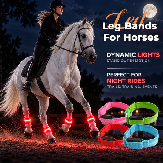 🐎Led-beenbanden voor paarden | Goed zichtbare, oplichtende banden voor ritten in het donker