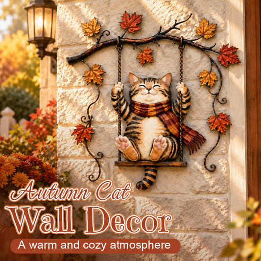 🍁Herfst Kat Metalen Wanddecoratie🐱