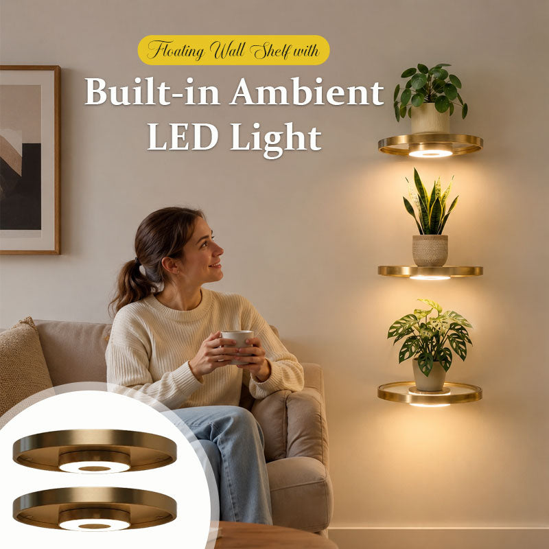 Zwevende wandplank met ingebouwde sfeerverlichting (LED).