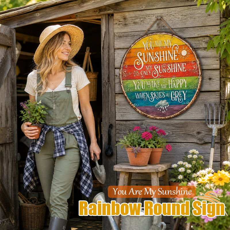 🌈☀️ Jij bent mijn zonnetje, regenboog rond bord