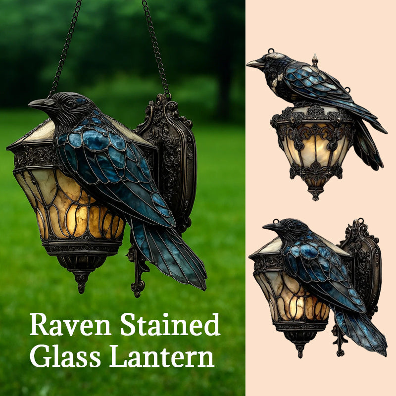 Ravenlantaarn in gebrandschilderd glas