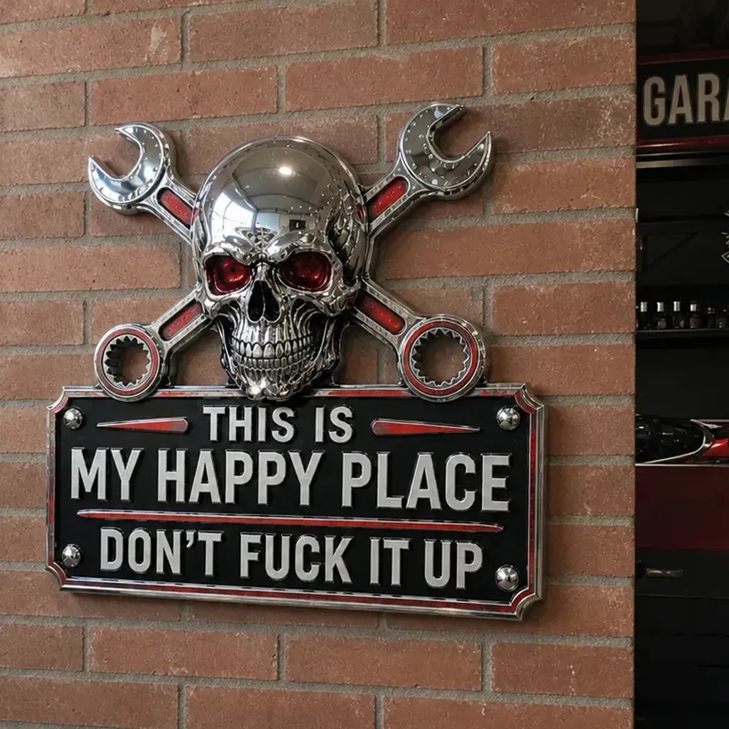 🔥💀Garagemuurbord "Dit is mijn gelukkige plek"