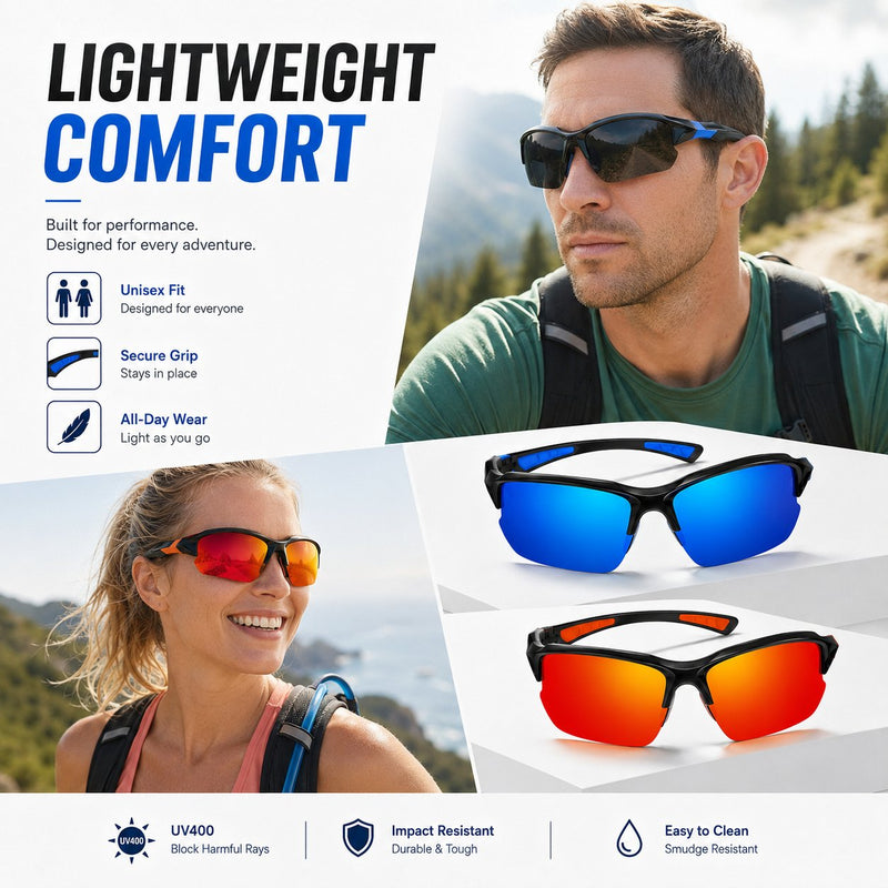 Gepolariseerde UV400 sportzonnebril – Unisex buitenkleding- en autorijbril
