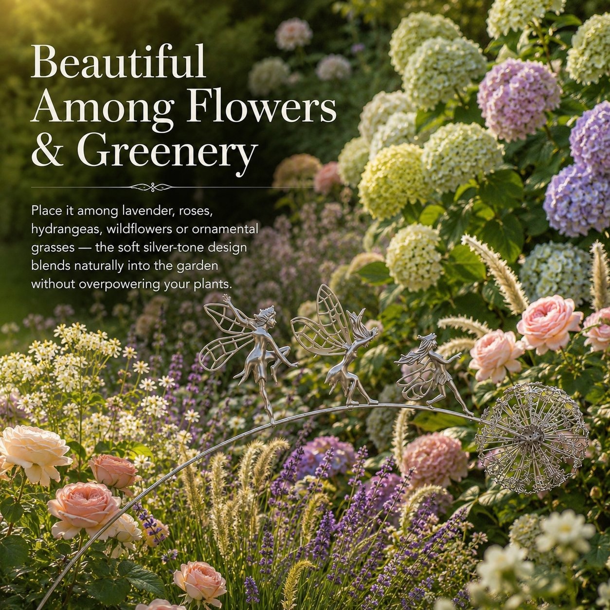 Tuinsteker met dansende feeën – Een vleugje magie tussen de bloemen 🧚✨