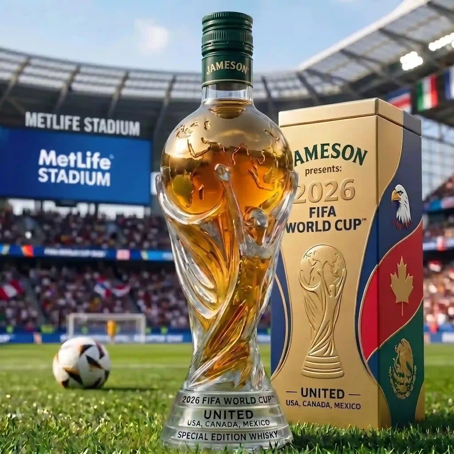 Speciale editie whiskyfles van het FIFA Wereldkampioenschap 2026