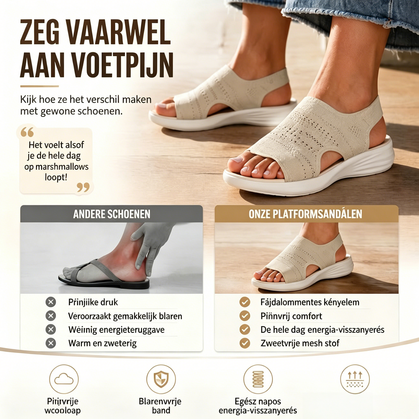 👠☁️ Damesplatformsandalen van ademend gebreid materiaal (EU 36-43) ✨