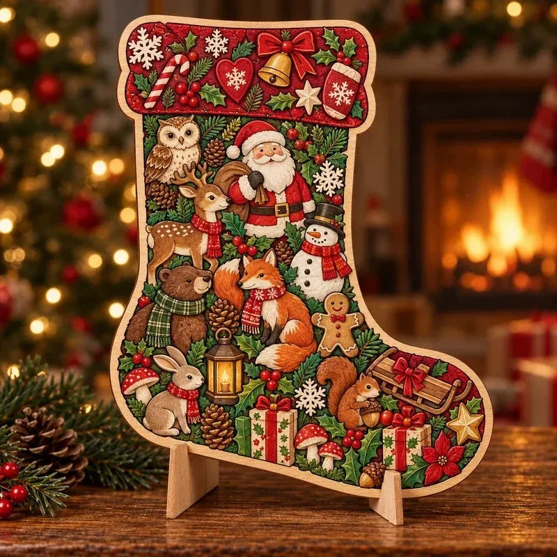 🎄 Houten kerstpuzzel met standaard | 9 feestelijke ontwerpen om in elkaar te zetten en neer te zetten 🧩