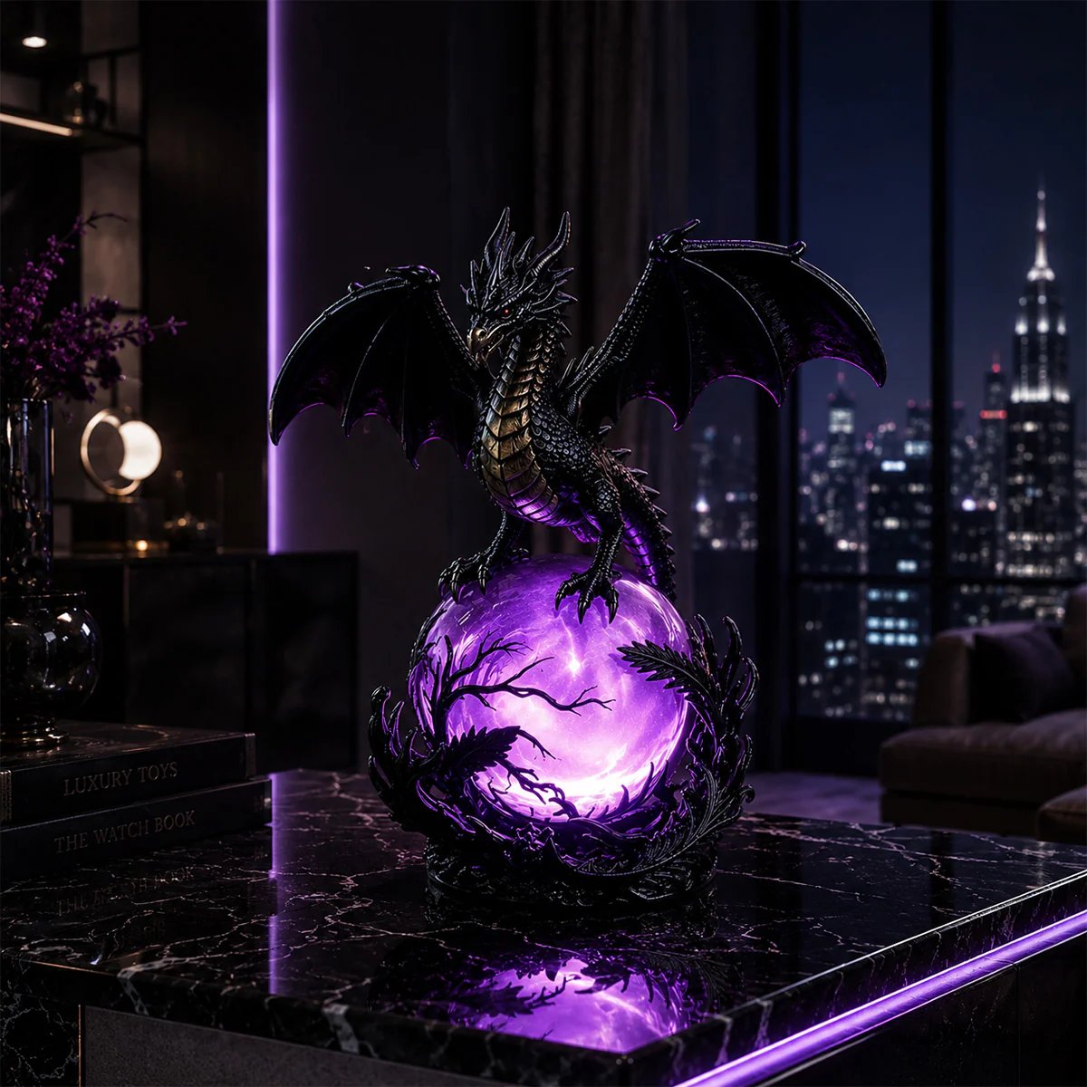🔮Gotische draak LED-kristallenbollamp voor een donkere, sfeervolle inrichting.