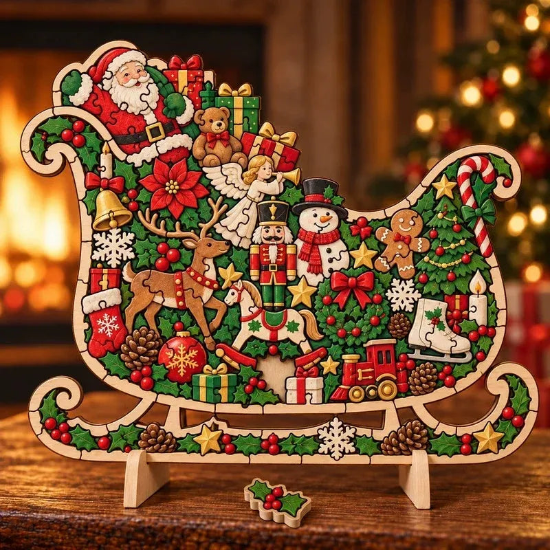 🎄 Houten kerstpuzzel met standaard | 9 feestelijke ontwerpen om in elkaar te zetten en neer te zetten 🧩