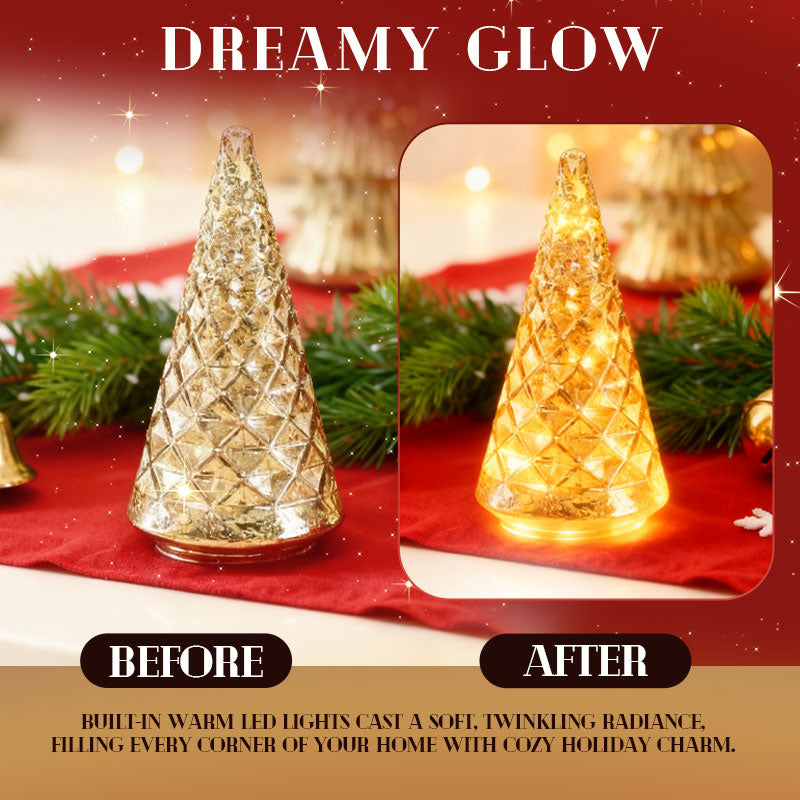 ✨ Shimmering Christmas – Mercury Glass Lighted Tree Set ✨
