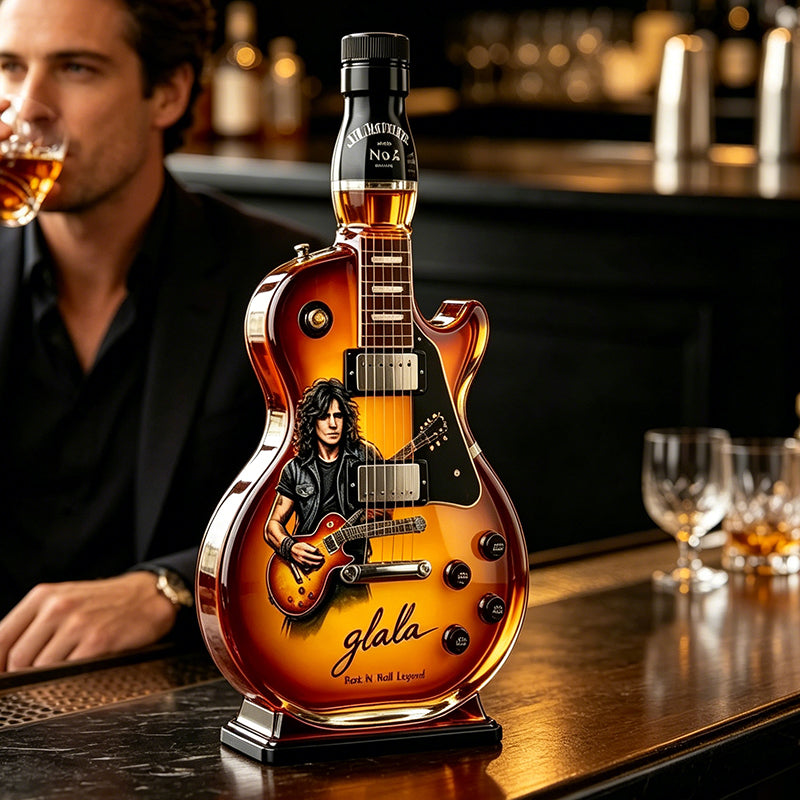 🤘Honger naar rockmuziek: Vintage gitaarfiguurtje in sunburst-afwerking als drankfles🎸✨