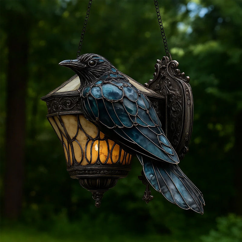 Ravenlantaarn in gebrandschilderd glas