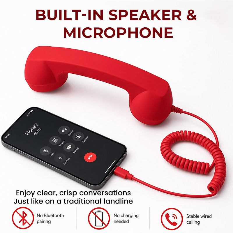 Retro telefoonhoorn voor telefoons met USB-C-aansluiting