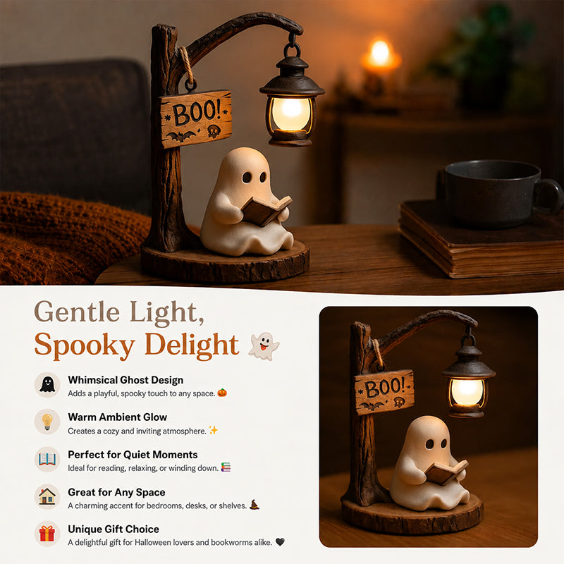 Spook leeslamp | Spookachtig en gezellig tafeldecoratiefiguurtje met lantaarn nachtlampje