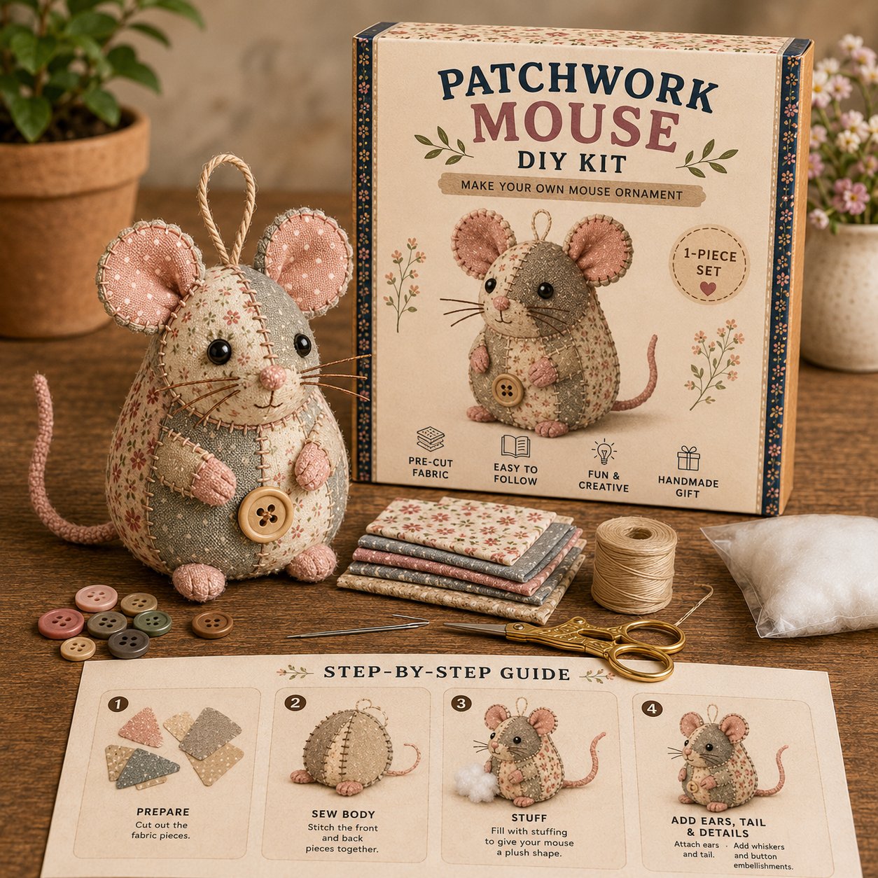 🧵DIY Patchwork Dierenpakket – Maak je eigen schattige dieren