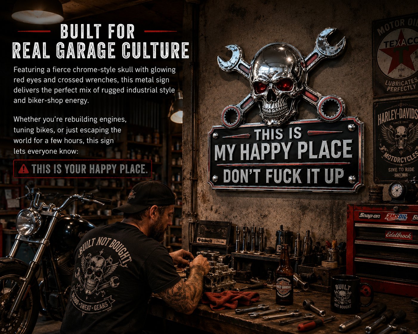 🔥💀Garagemuurbord "Dit is mijn gelukkige plek"