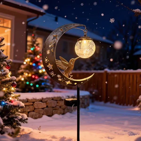 🌙✨Tuinlamp op zonne-energie met kolibrie-maanmotief