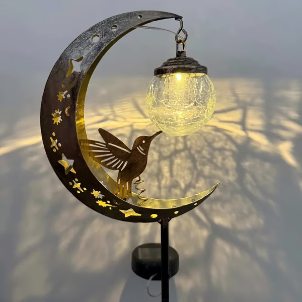 🌙✨Tuinlamp op zonne-energie met kolibrie-maanmotief
