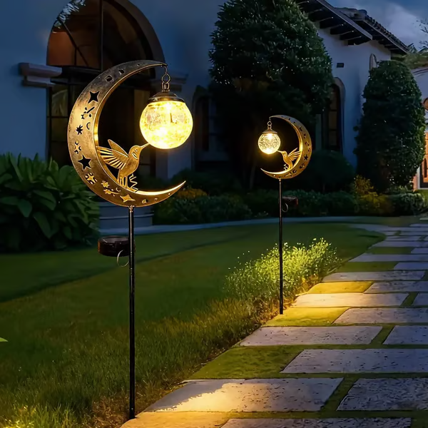 🌙✨Tuinlamp op zonne-energie met kolibrie-maanmotief