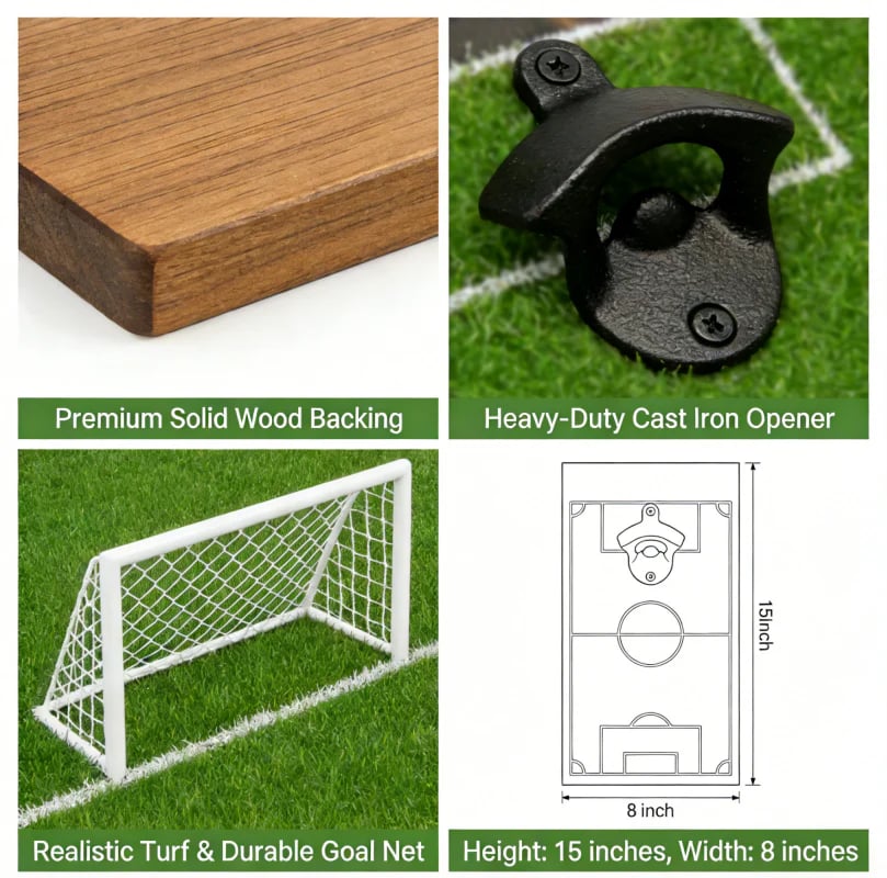 ⚽ Voetbalveld flesopener wanddecorati