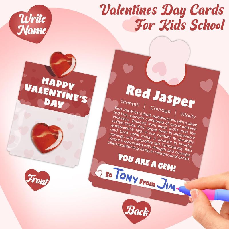 💘Valentijnsdag edelsteen cadeaus voor kinderen en volwassenen🎁 24-pack voorgevulde kaarten met hartvormige edelstene