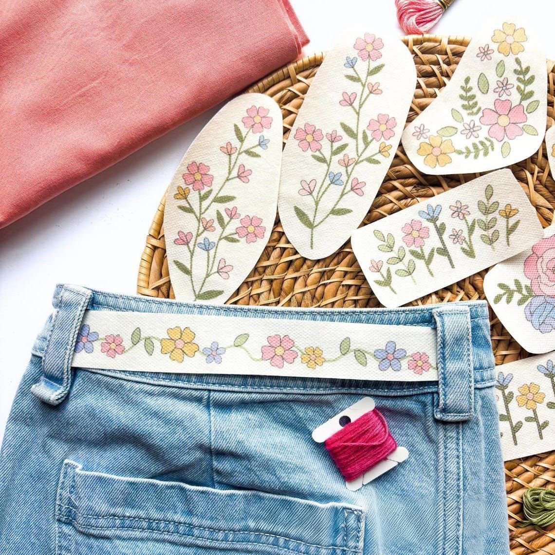 🌸Bloemenlijnen Ontworpen bloemenrandpatronen Borduurpatronen – Stick & Stitch voor beginners