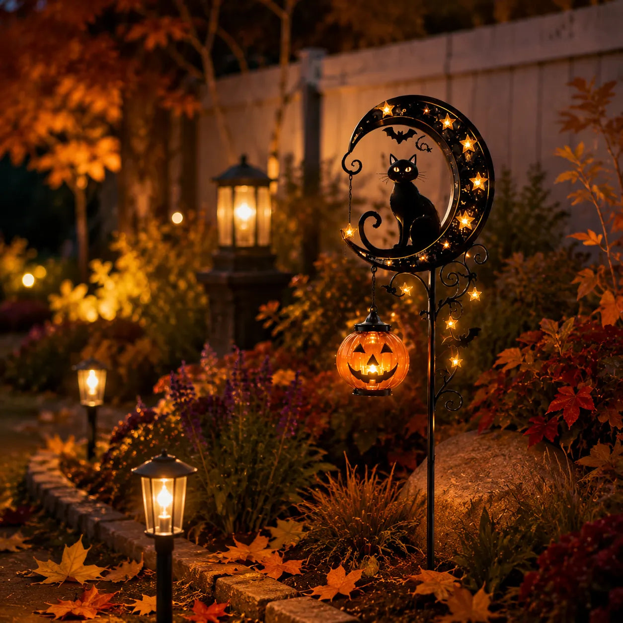 🎃Tuinlamp op zonne-energie met zwarte kat-motief voor Halloween