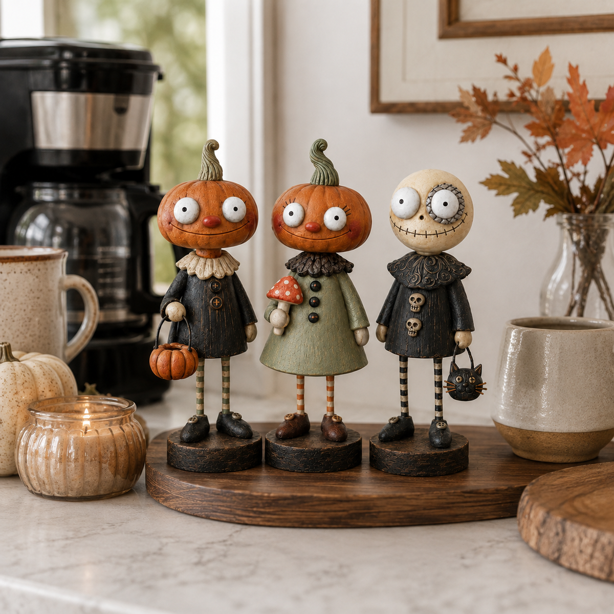 🎃Primitieve pompoenvriendjes – Vintage Halloween-beeldjescollectie